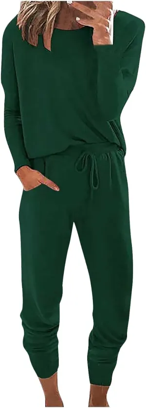 Sweatsuit for Women Long Sleeve Lightweight Lounge Sets Loose Fit Two Piece Tracksuit Loungewear Jogger Set
