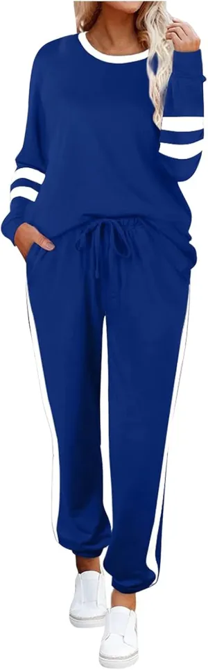 Sweatsuit for Women Long Sleeve Lightweight Lounge Sets Loose Fit Two Piece Tracksuit Loungewear Jogger Set