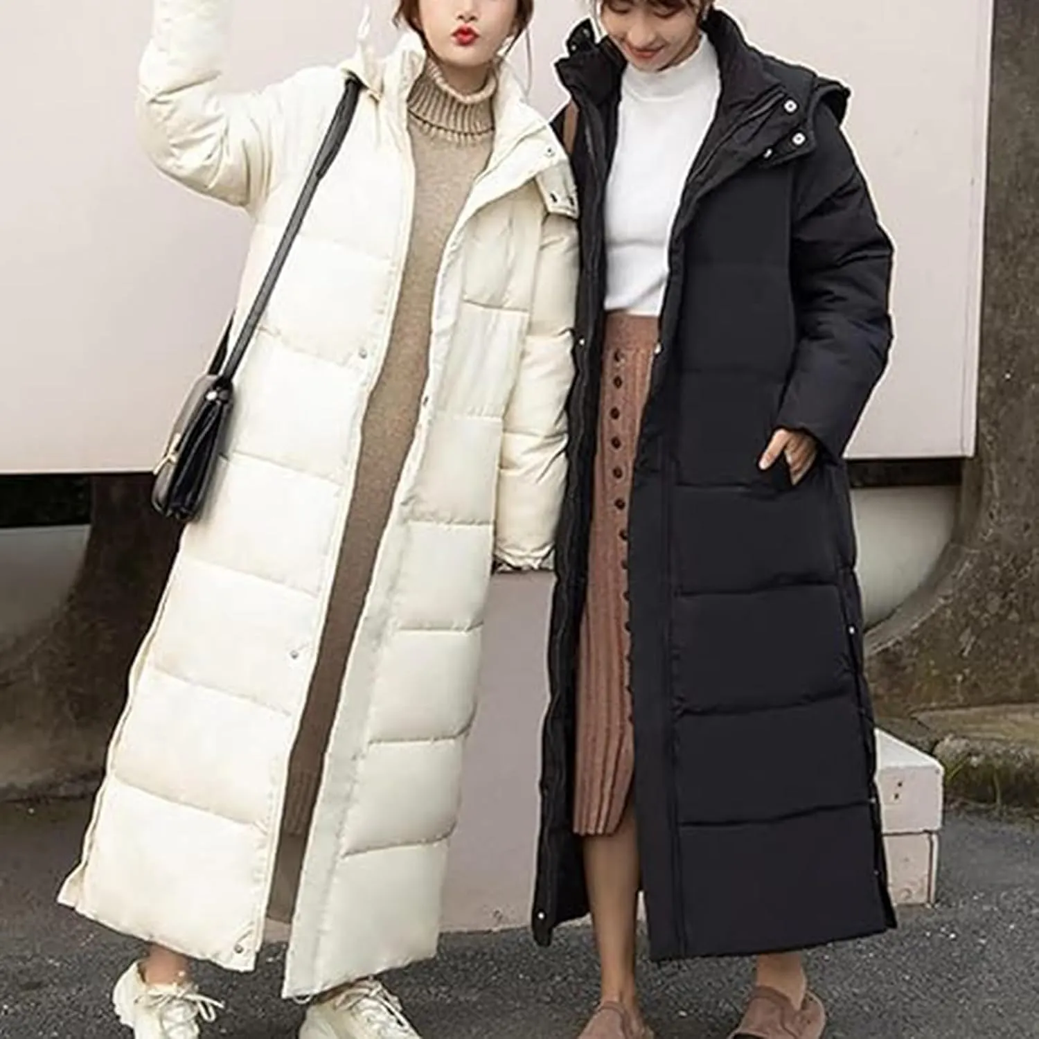 Thickened Maxi Down Jackets for Women's,Hooded Long Down Jacket Winter Parka Puffer Coat