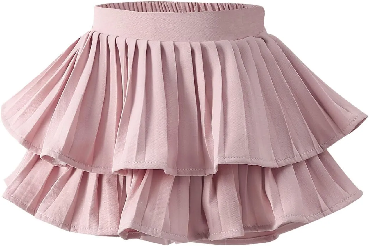 Toddler Girls Ruffle Mini Skirt Cute Tiered Short Boho Summer Pleated Half Dress Princess Skorts