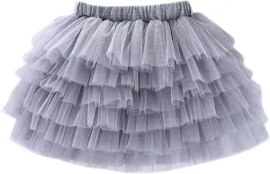 Toddler Girls Ruffle Puffy Skirts Tiered Mesh Tutus Cute Princess Skirt Solid Fluffy Tutu Half Dress for Party Dance