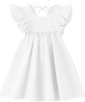 Toddler Linen Dress Baby Girls Ruffle Halter Sleeveless Casual Party Dresses