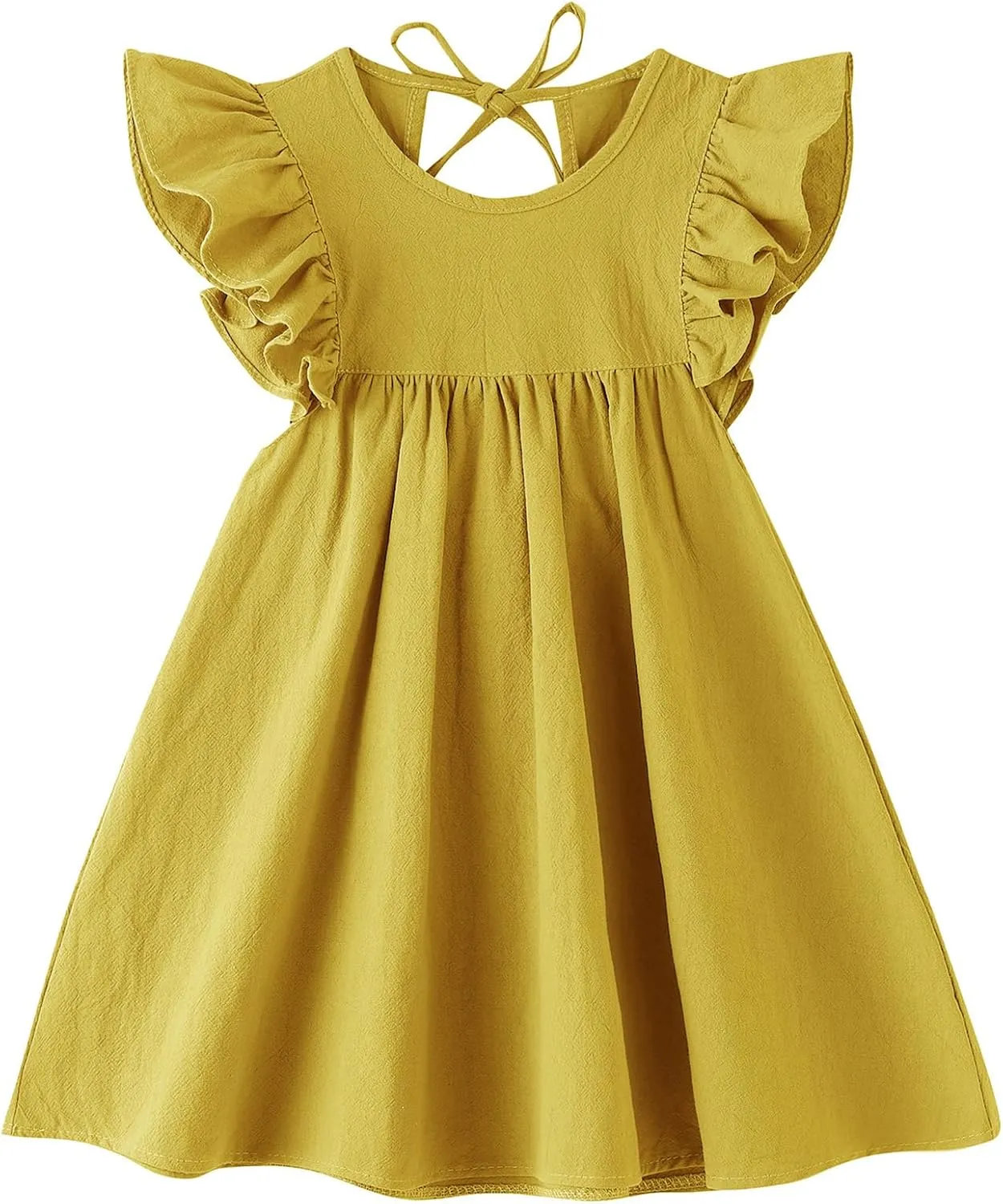 Toddler Linen Dress Baby Girls Ruffle Halter Sleeveless Casual Party Dresses