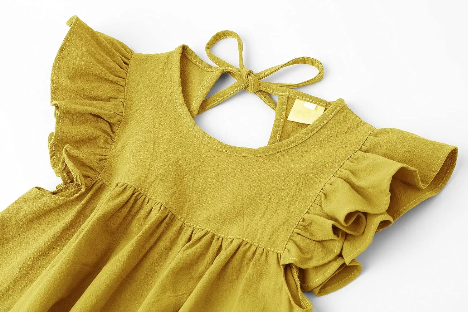 Toddler Linen Dress Baby Girls Ruffle Halter Sleeveless Casual Party Dresses