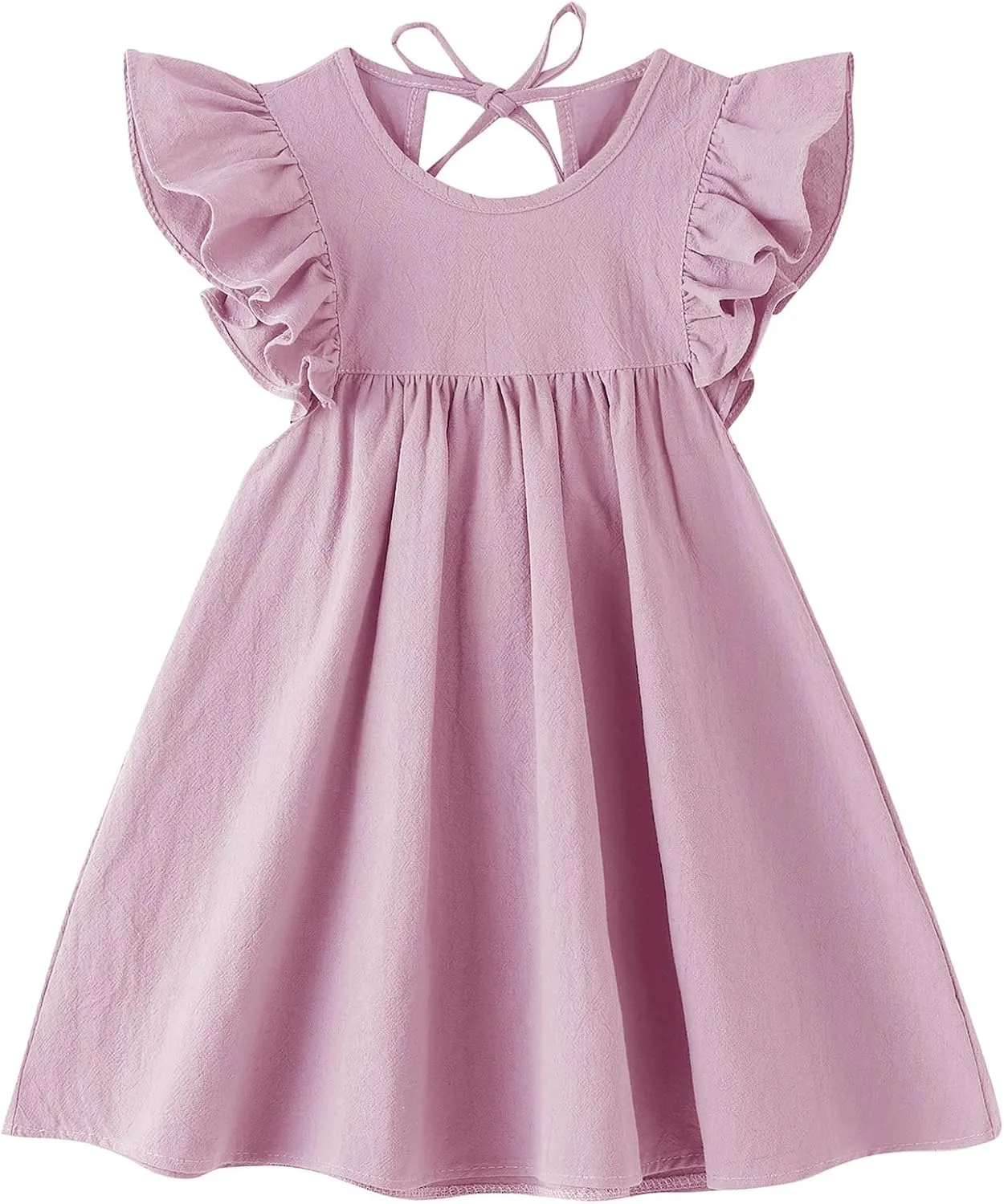 Toddler Linen Dress Baby Girls Ruffle Halter Sleeveless Casual Party Dresses