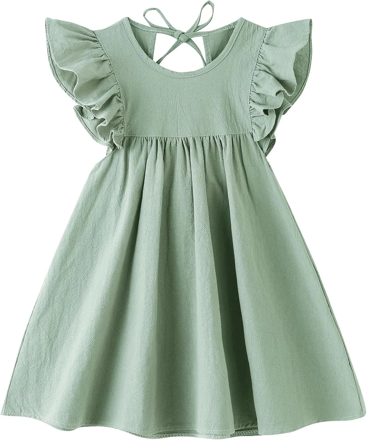 Toddler Linen Dress Baby Girls Ruffle Halter Sleeveless Casual Party Dresses