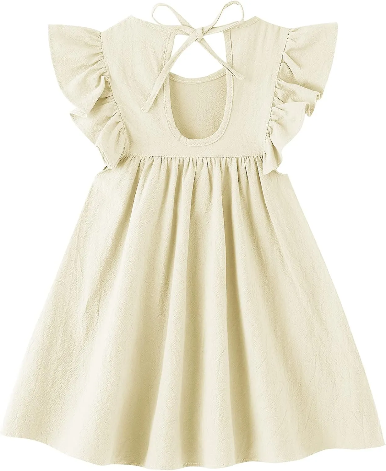 Toddler Linen Dress Baby Girls Ruffle Halter Sleeveless Casual Party Dresses