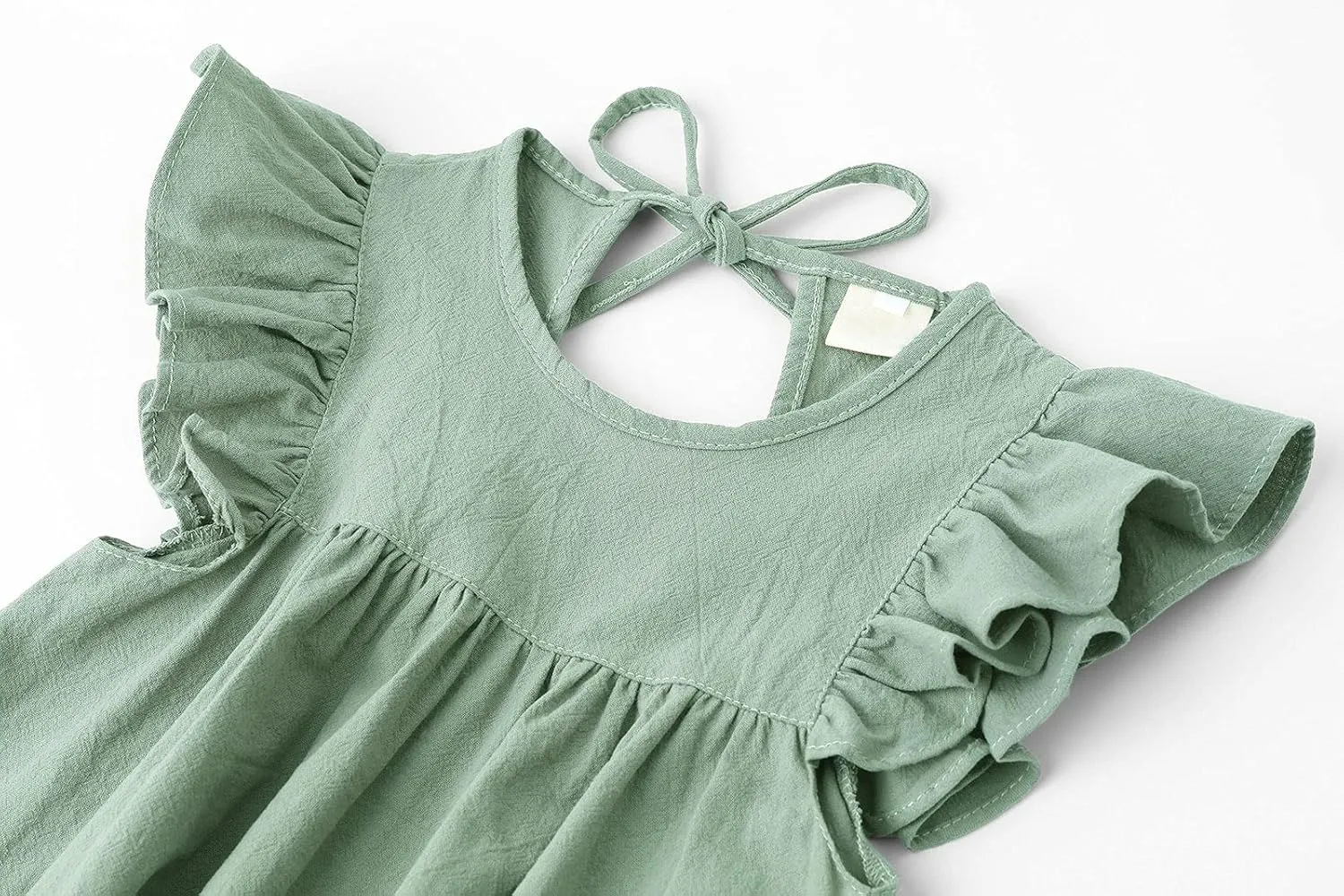 Toddler Linen Dress Baby Girls Ruffle Halter Sleeveless Casual Party Dresses