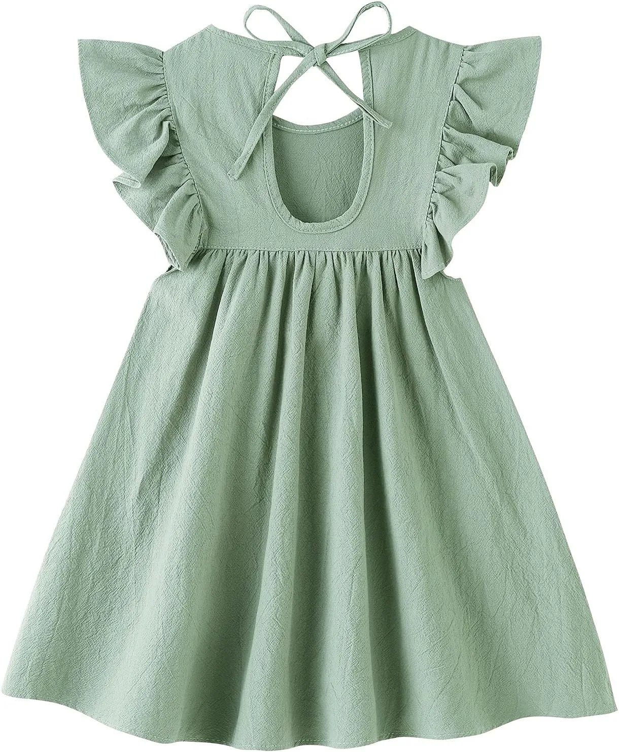 Toddler Linen Dress Baby Girls Ruffle Halter Sleeveless Casual Party Dresses