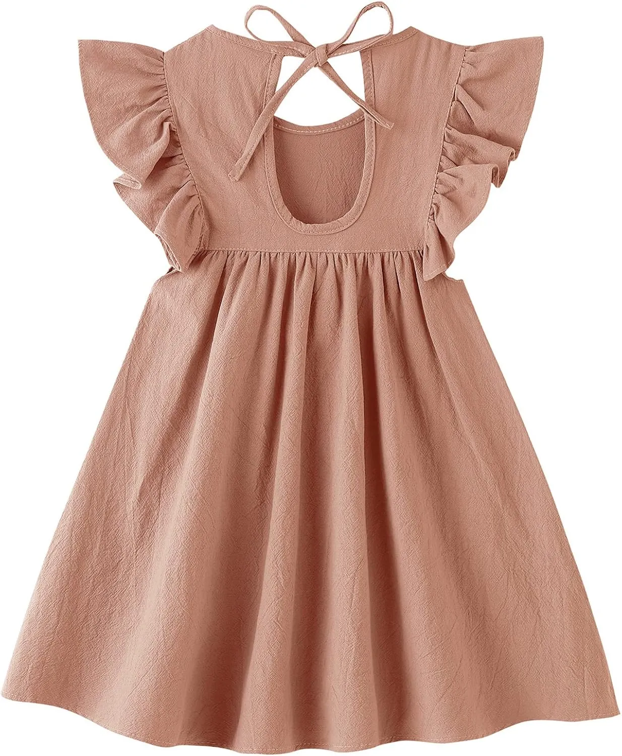 Toddler Linen Dress Baby Girls Ruffle Halter Sleeveless Casual Party Dresses