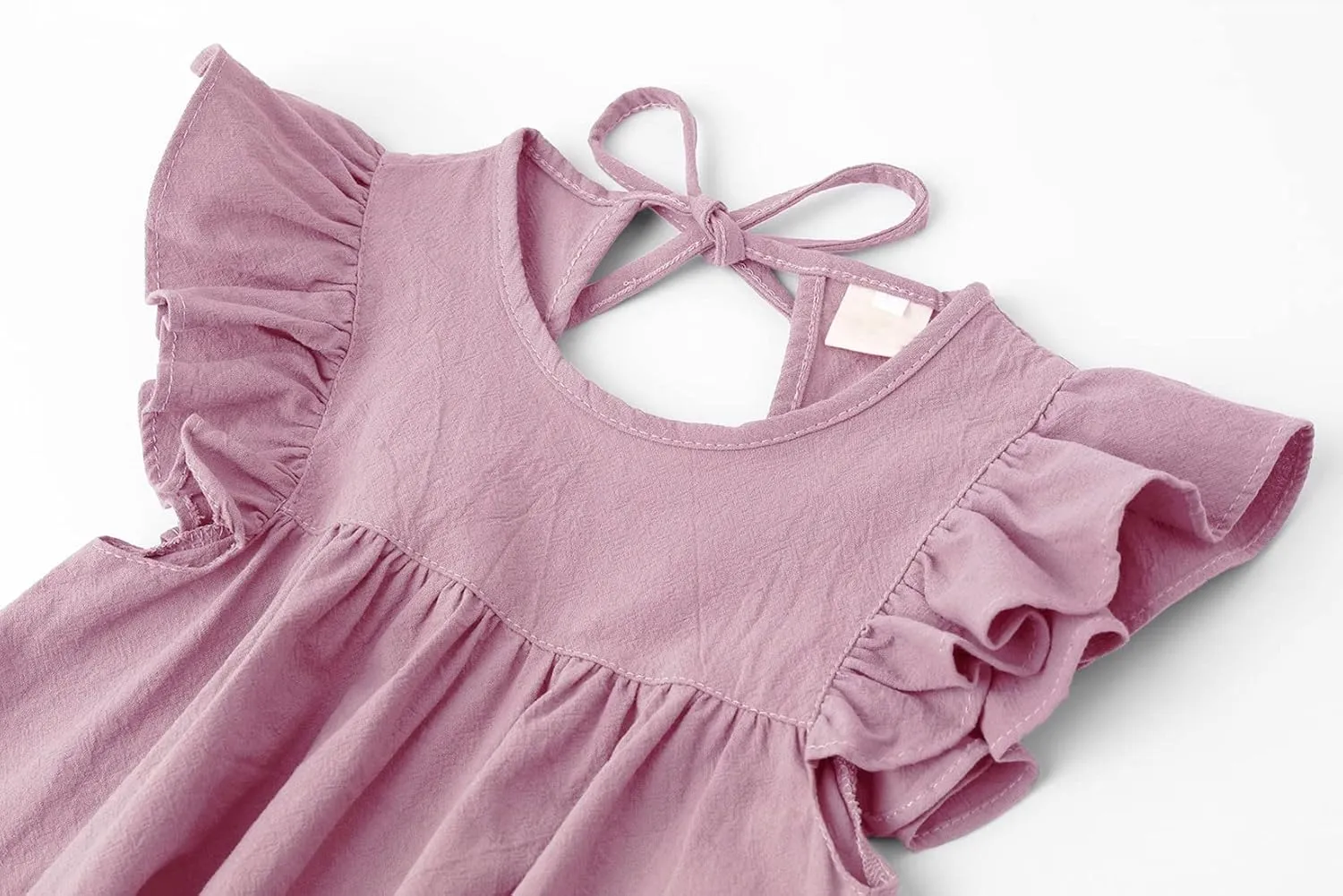 Toddler Linen Dress Baby Girls Ruffle Halter Sleeveless Casual Party Dresses