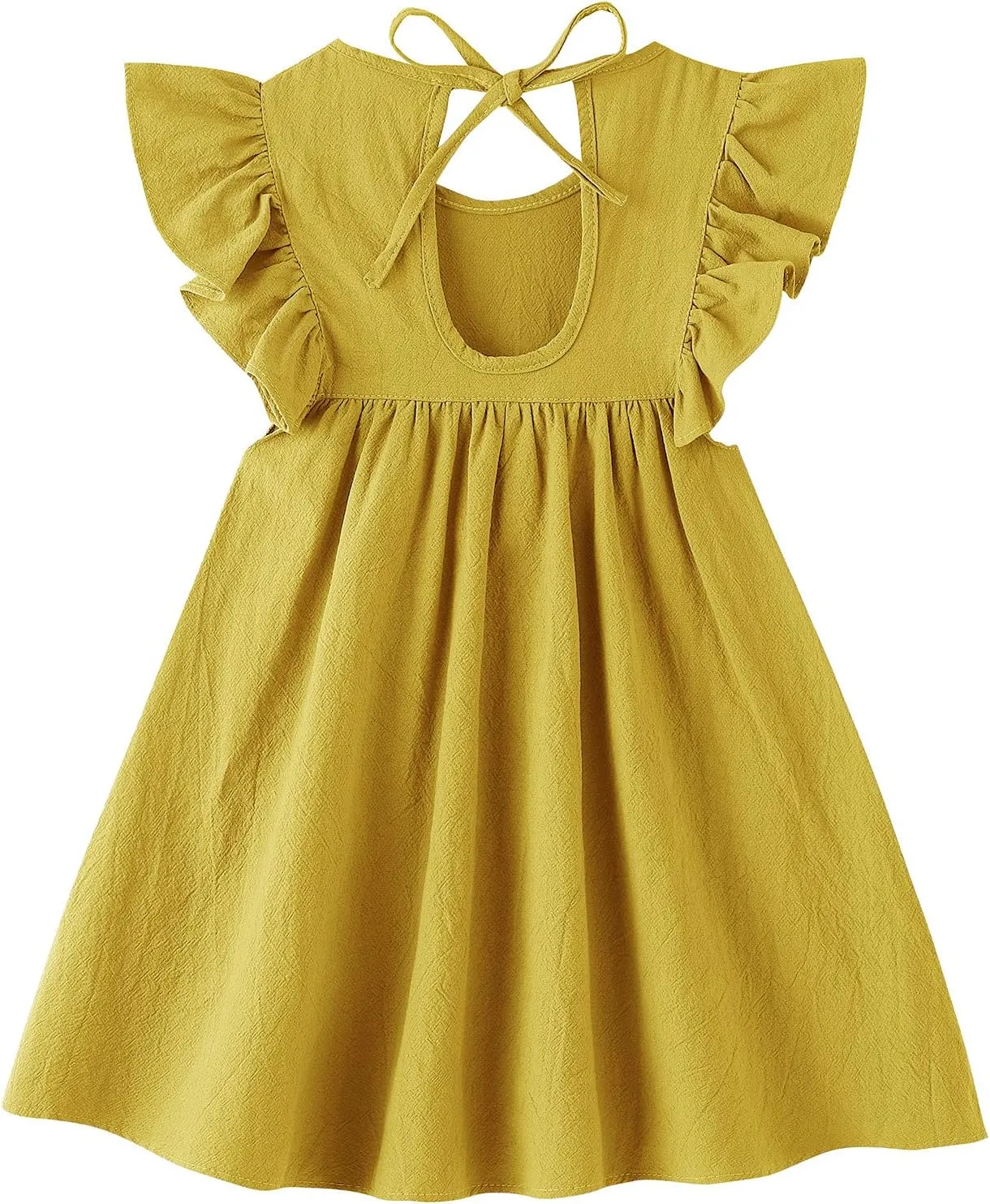 Toddler Linen Dress Baby Girls Ruffle Halter Sleeveless Casual Party Dresses