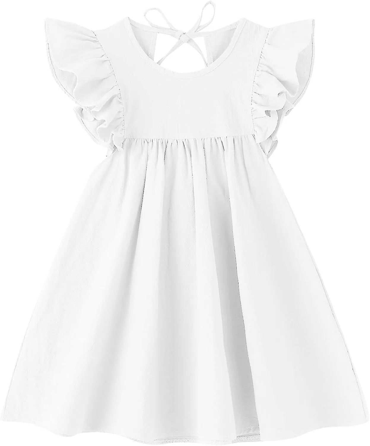 Toddler Linen Dress Baby Girls Ruffle Halter Sleeveless Casual Party Dresses