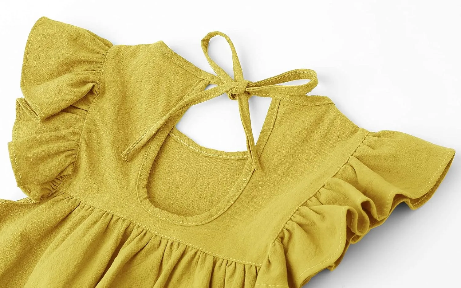 Toddler Linen Dress Baby Girls Ruffle Halter Sleeveless Casual Party Dresses