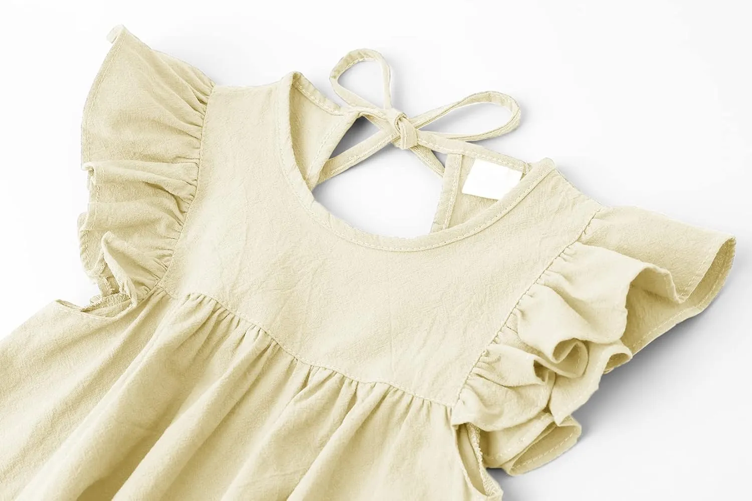 Toddler Linen Dress Baby Girls Ruffle Halter Sleeveless Casual Party Dresses
