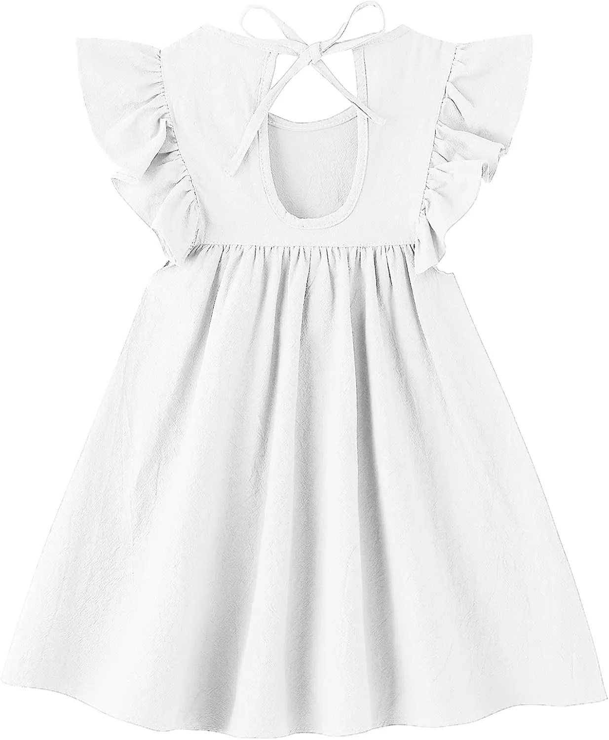 Toddler Linen Dress Baby Girls Ruffle Halter Sleeveless Casual Party Dresses