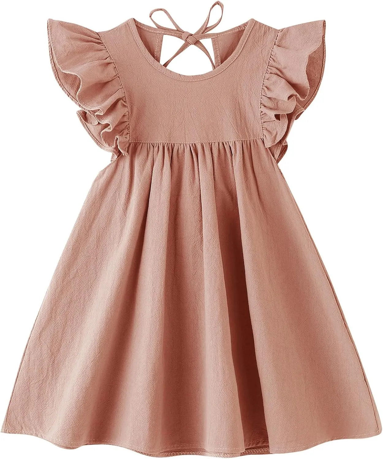 Toddler Linen Dress Baby Girls Ruffle Halter Sleeveless Casual Party Dresses
