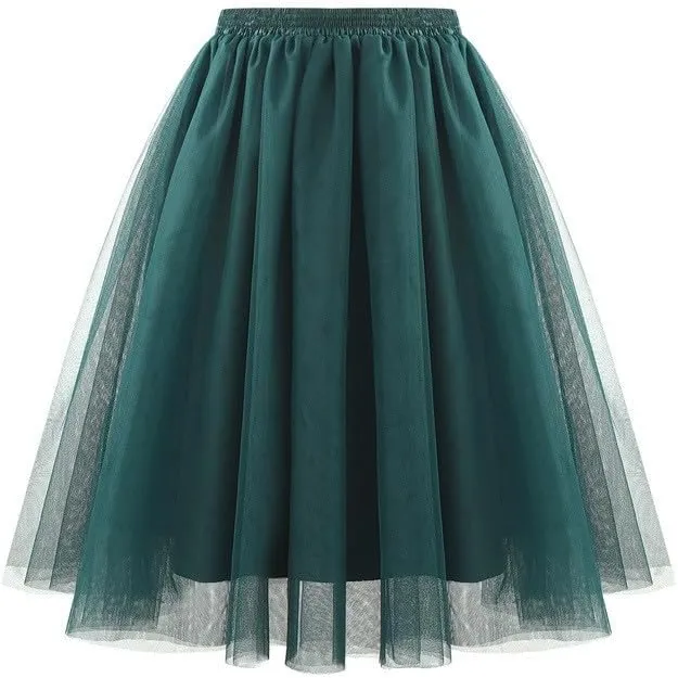 Tulle Skirts for Women Solid Color Fashion Layered Knee Length Mini Skirt 2025 Casual Cute Puffy Wedding Prom Skirts