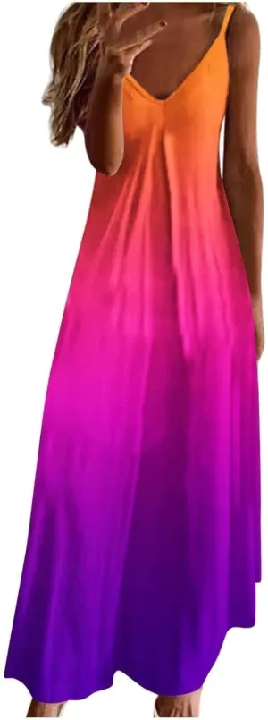 Vacation Dresses for Women 2025 Vintage Sexy Flowy V Neck Sleeveless Maxi Dress Gift Petite 80S Outfit for Women