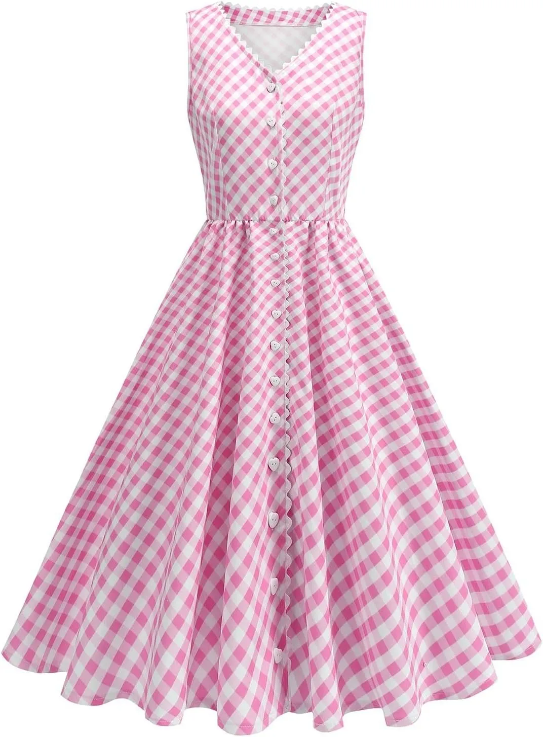 Vintage Dresses for Women Sleeveless V Neck Pleated Dress Midi Dress A Line Flowy Retro Short Dress