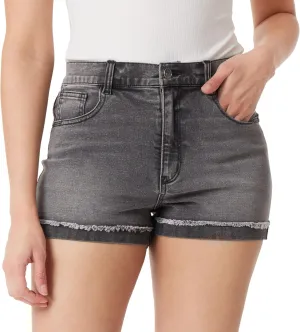 WallFlower Women's Fearless Curvy Denim Shorts High-Rise Insta Vintage Juniors (Standard and Plus)