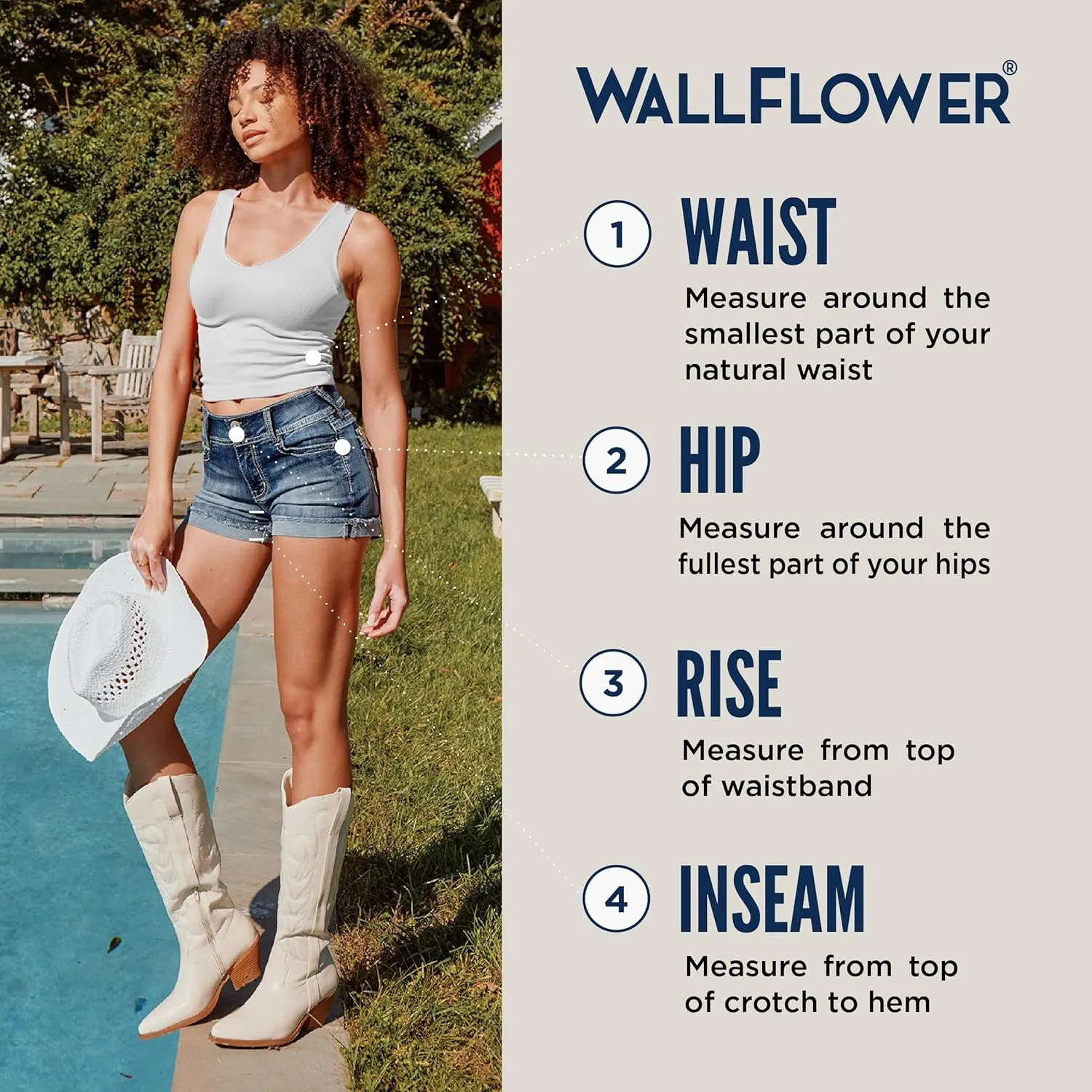 WallFlower Women's Fearless Curvy Denim Shorts High-Rise Insta Vintage Juniors (Standard and Plus)