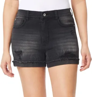 WallFlower Women's Fearless Curvy Denim Shorts High-Rise Insta Vintage Juniors (Standard and Plus)