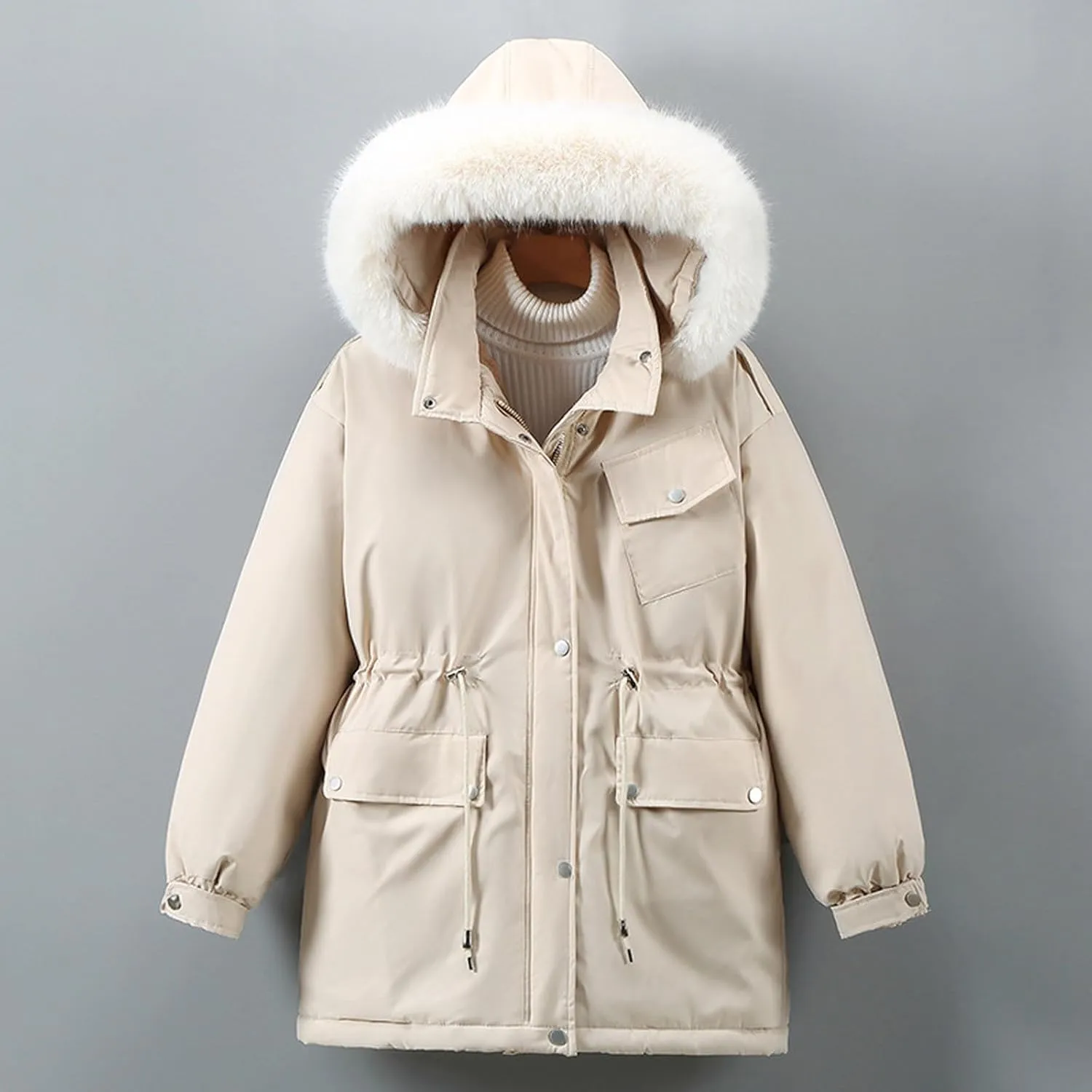 Winter Coats for Women Quilted Lightweight Jackets Thicken Puffer Jackets Warm Outerwear Down Coats With Faux Fur Hood