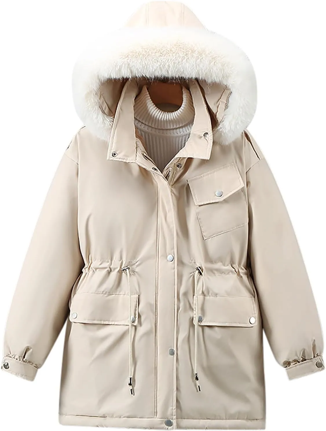 Winter Coats for Women Quilted Lightweight Jackets Thicken Puffer Jackets Warm Outerwear Down Coats With Faux Fur Hood