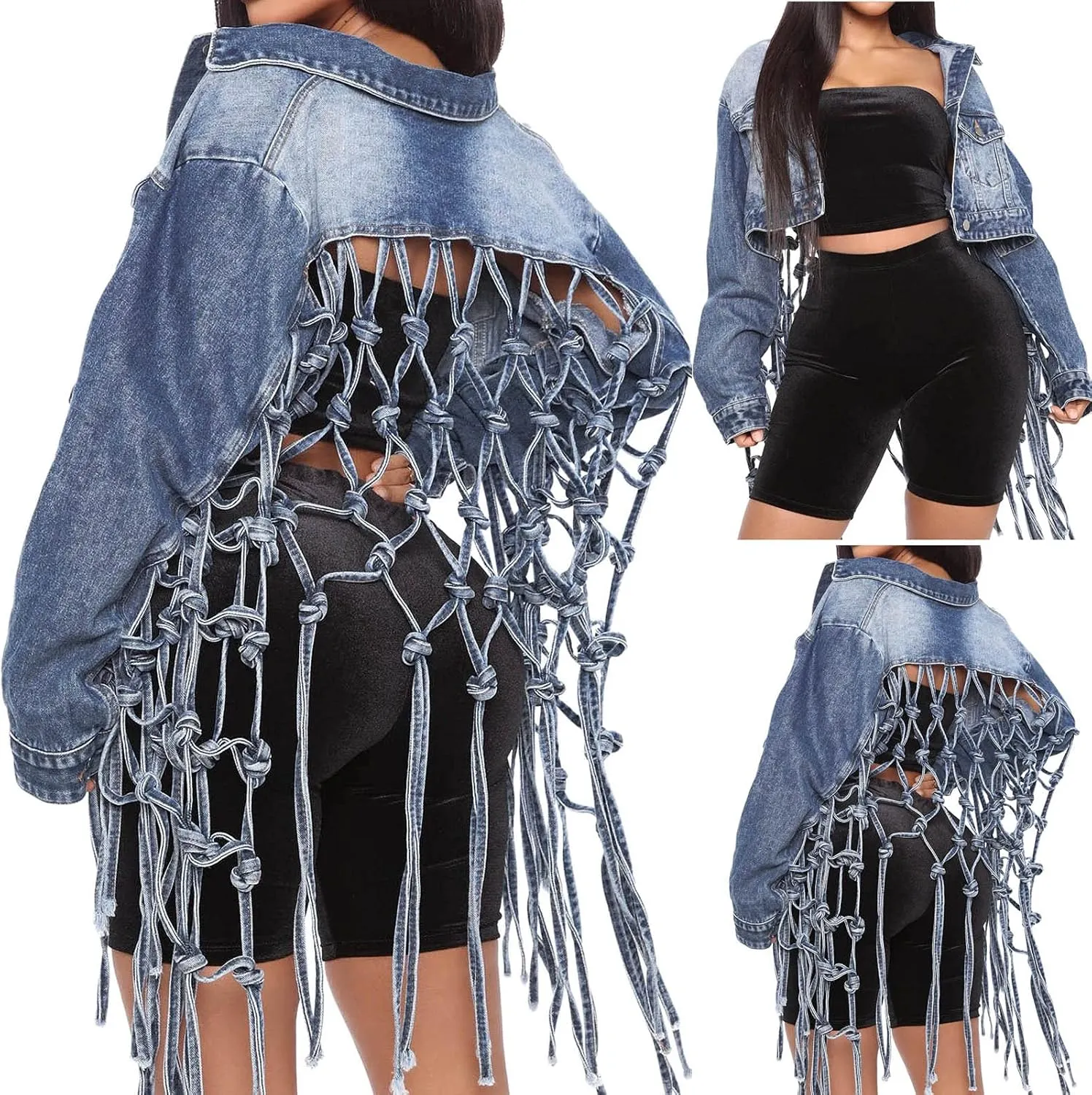 Winter Coats for Women Trucker Jackets Denim Button Down Jean Patchwork Biker Autum Basic Motorcycle Outerwear