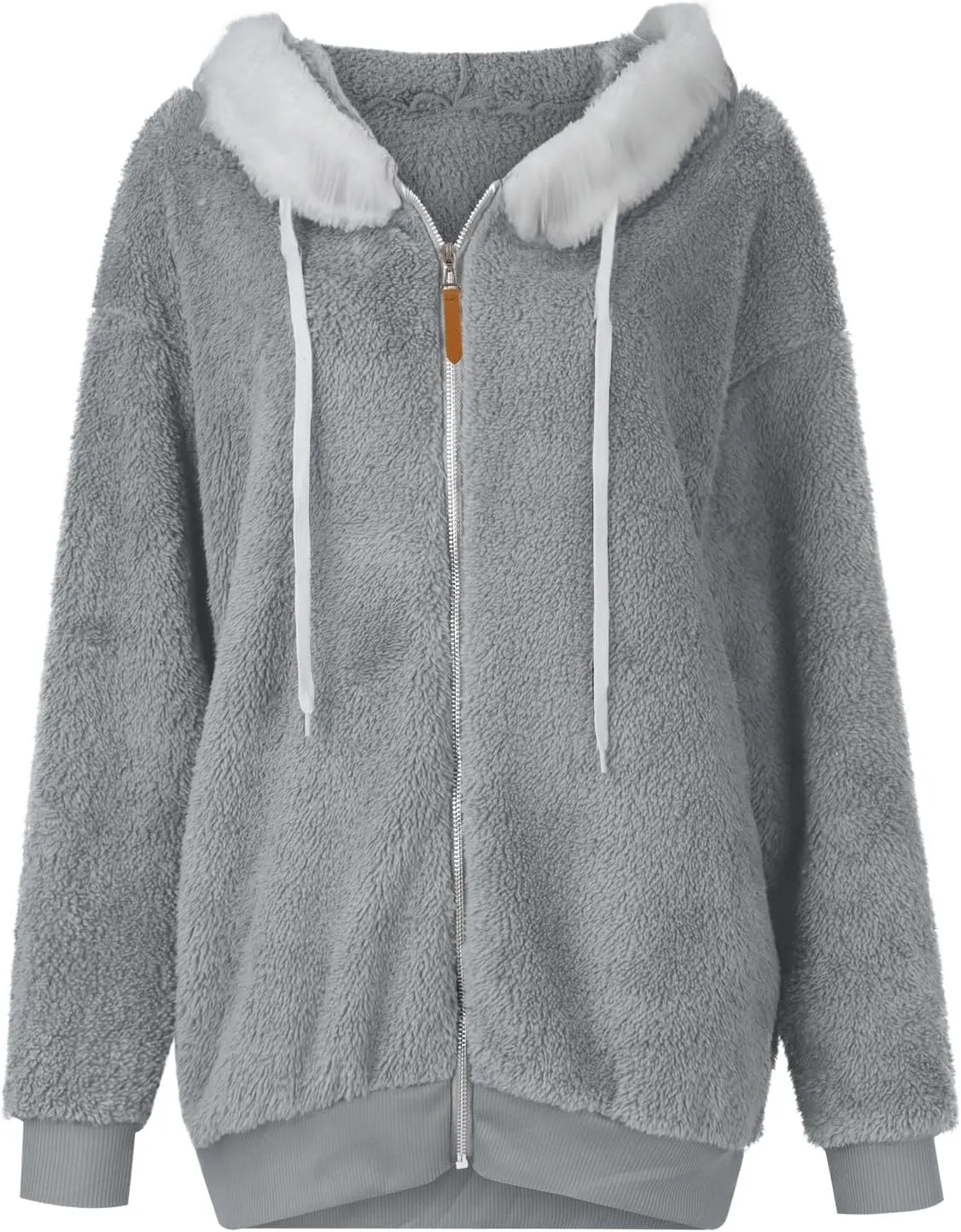 Winter Jackets for Women Full Zip Up Fuzzy Fleece Jacket Hooded Color Block Patchwork Cardigan Coats with Pockets