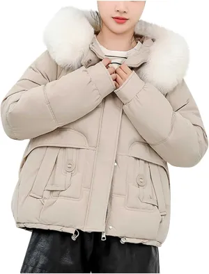 Winter Puffer down Jacket for Women Oversized Warm Outdoor Coat Ladies Hooded Padded down Jacket with Removable Hooded