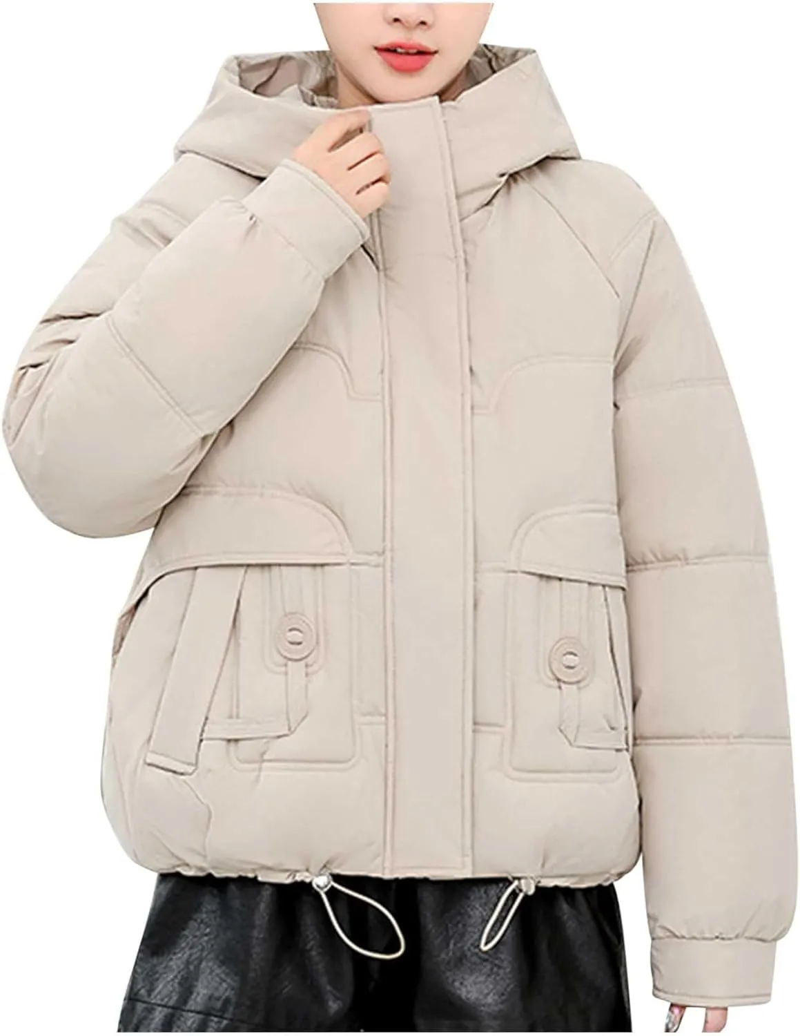 Winter Puffer down Jacket for Women Oversized Warm Outdoor Coat Ladies Hooded Padded down Jacket with Removable Hooded