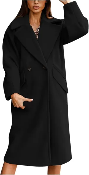 Winter Trench Coat for Women Oversized Notched Collar Single Breast Wool Coats Thicken Warm Pea Coat Jackets