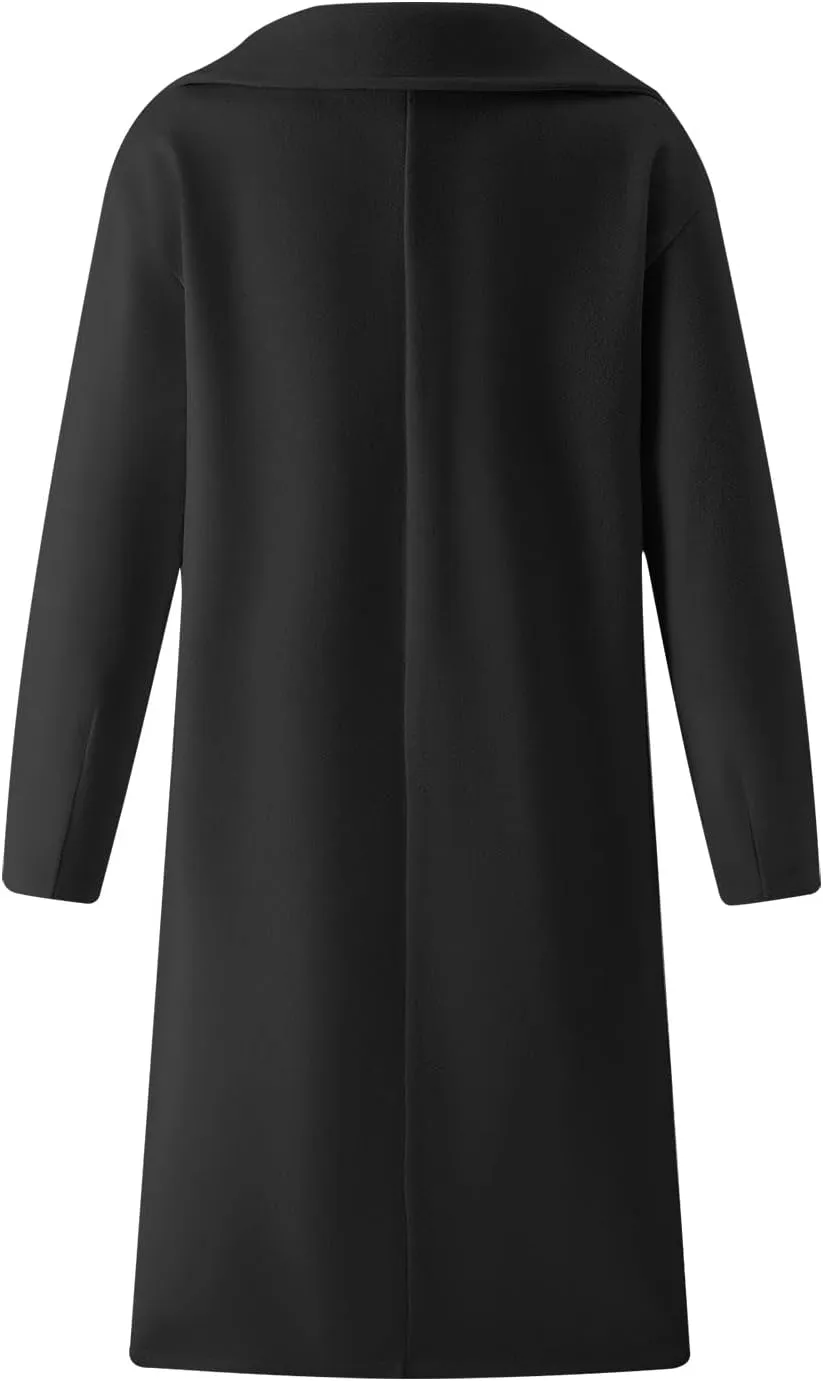 Winter Trench Coat for Women Oversized Notched Collar Single Breast Wool Coats Thicken Warm Pea Coat Jackets