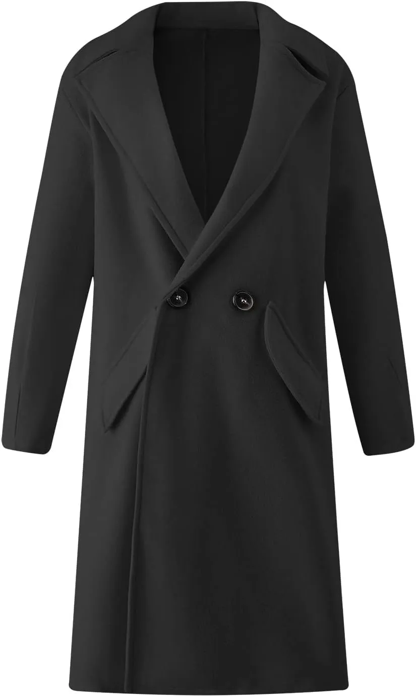 Winter Trench Coat for Women Oversized Notched Collar Single Breast Wool Coats Thicken Warm Pea Coat Jackets