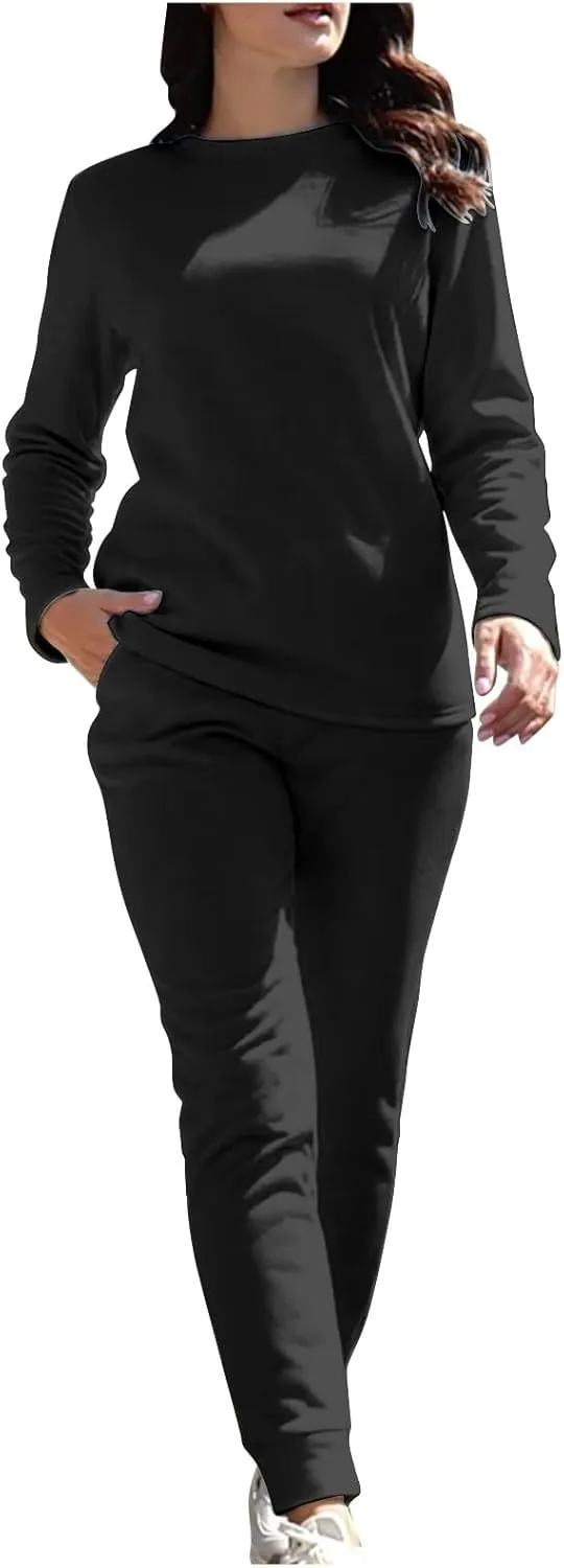 Women 2 Piece Outfits Fleece Lounge Sets Oversized Jogger Sweatsuit Two Piece Tracksuit Cozy Warm Loungewear Sets for Women