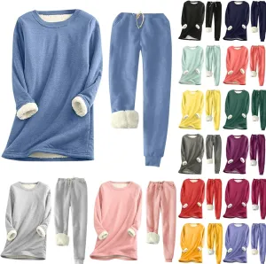Women 2 Piece Outfits Fleece Lounge Sets Oversized Jogger Sweatsuit Two Piece Tracksuit Cozy Warm Loungewear Sets for Women