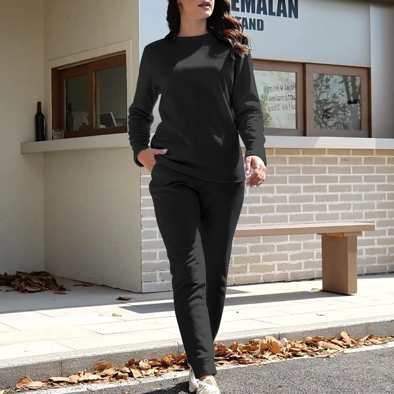 Women 2 Piece Outfits Fleece Lounge Sets Oversized Jogger Sweatsuit Two Piece Tracksuit Cozy Warm Loungewear Sets for Women