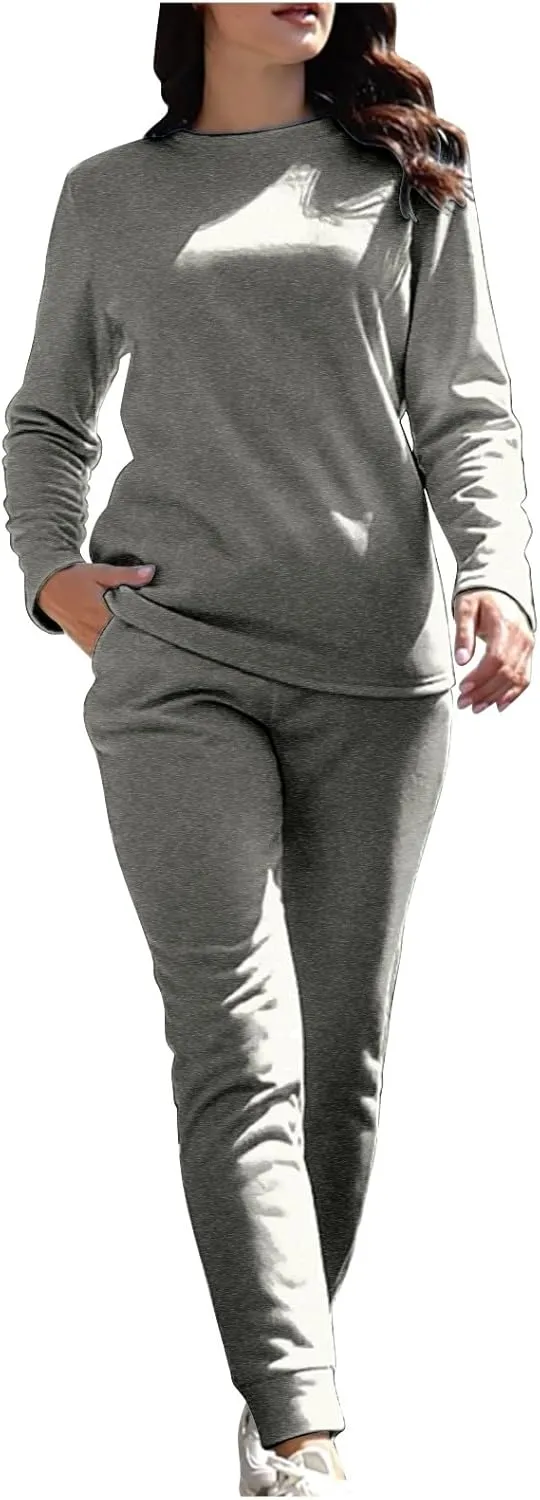 Women 2 Piece Outfits Fleece Lounge Sets Oversized Jogger Sweatsuit Two Piece Tracksuit Cozy Warm Loungewear Sets for Women
