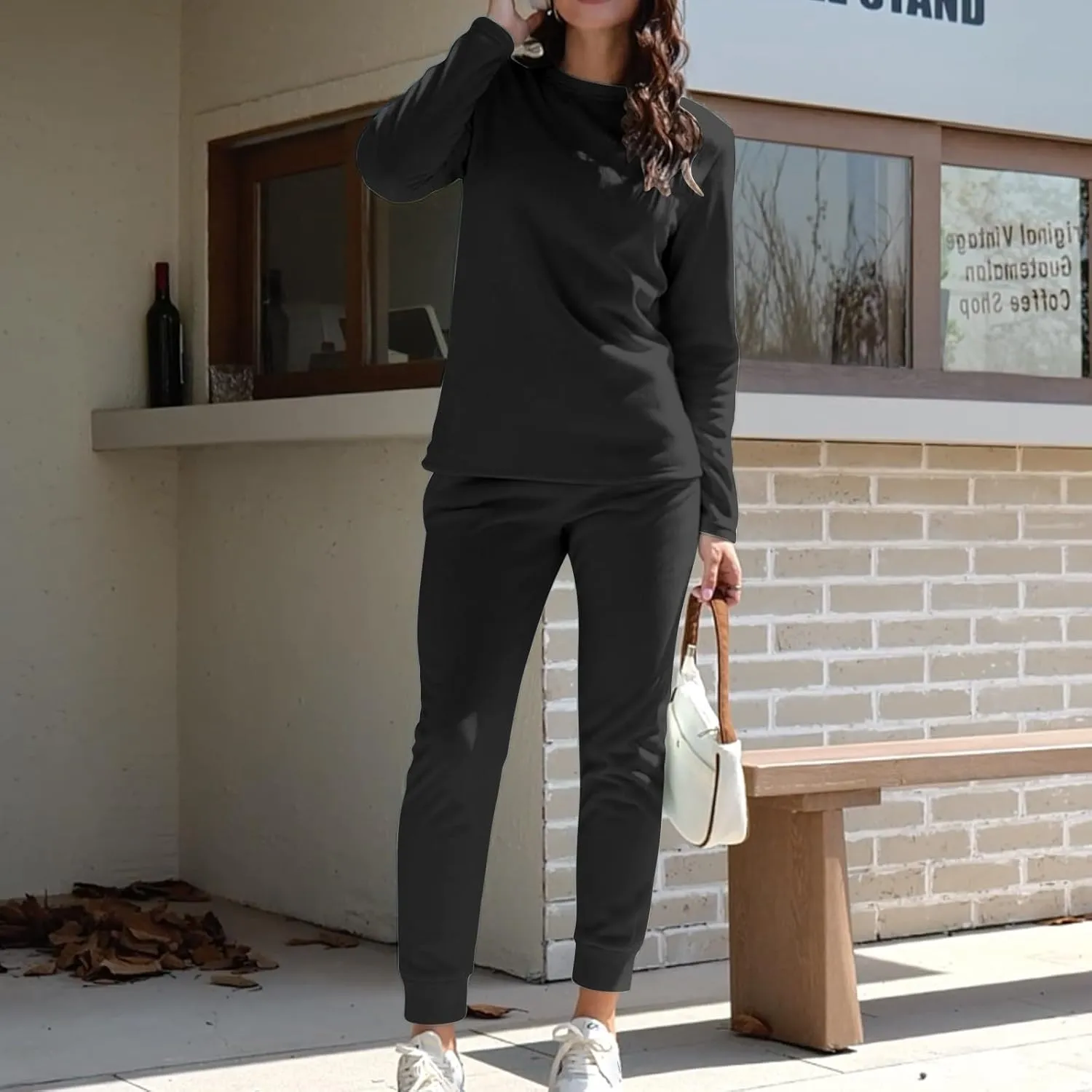 Women 2 Piece Outfits Fleece Lounge Sets Oversized Jogger Sweatsuit Two Piece Tracksuit Cozy Warm Loungewear Sets for Women