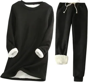 Women 2 Piece Outfits Fleece Lounge Sets Oversized Jogger Sweatsuit Two Piece Tracksuit Cozy Warm Loungewear Sets for Women