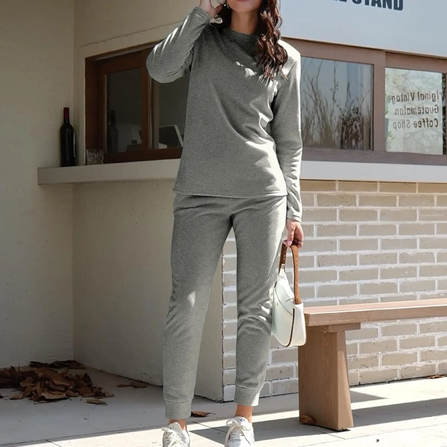 Women 2 Piece Outfits Fleece Lounge Sets Oversized Jogger Sweatsuit Two Piece Tracksuit Cozy Warm Loungewear Sets for Women