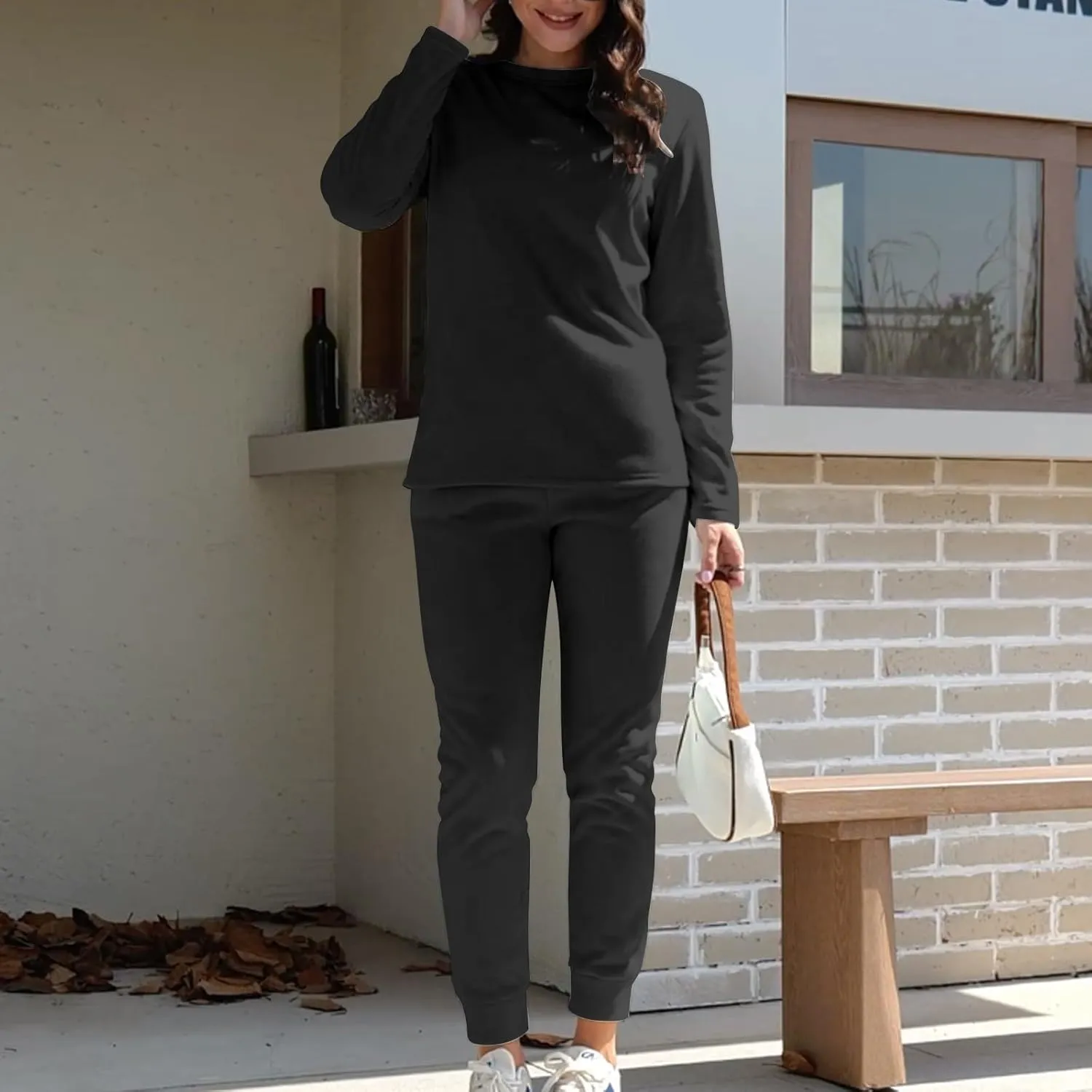 Women 2 Piece Outfits Fleece Lounge Sets Oversized Jogger Sweatsuit Two Piece Tracksuit Cozy Warm Loungewear Sets for Women