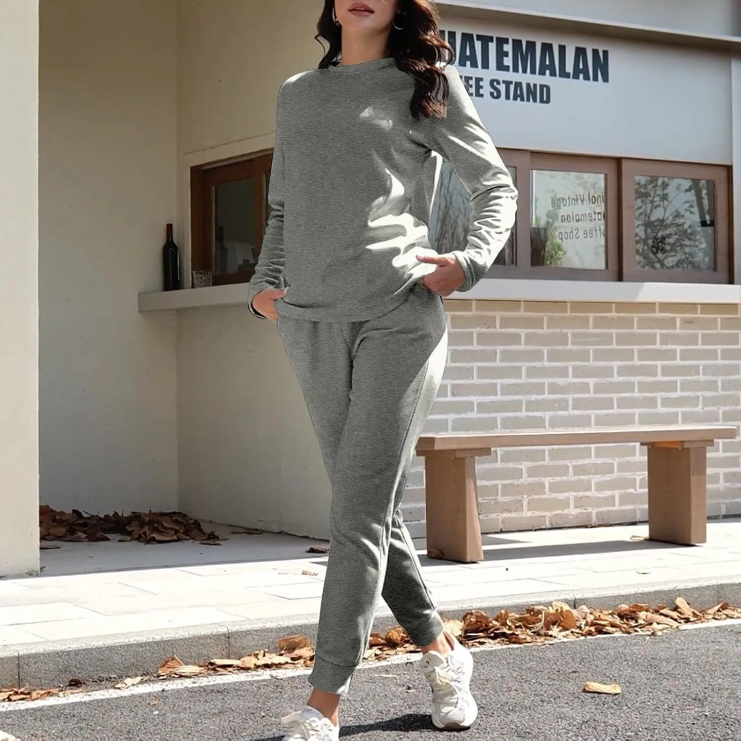 Women 2 Piece Outfits Fleece Lounge Sets Oversized Jogger Sweatsuit Two Piece Tracksuit Cozy Warm Loungewear Sets for Women