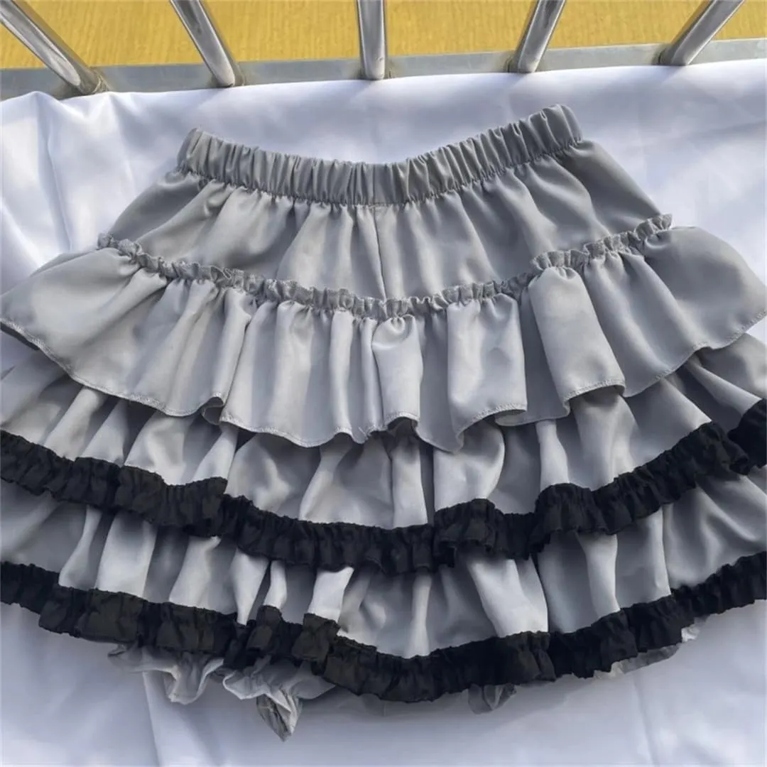 Women A-Line Pleated Mini Skirt Ruffled Patchwork Skirts