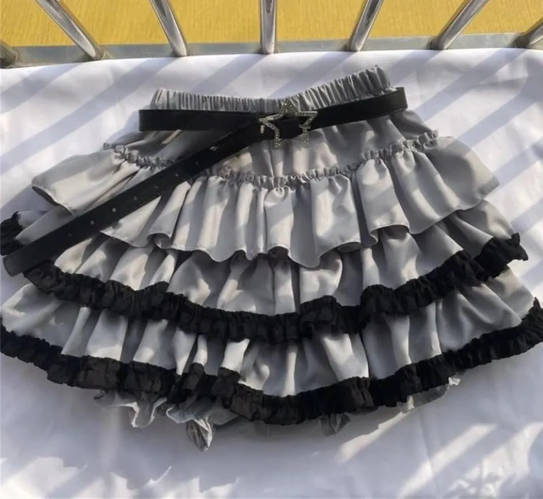 Women A-Line Pleated Mini Skirt Ruffled Patchwork Skirts