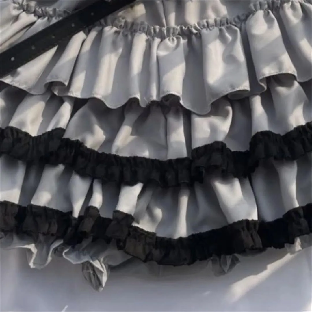 Women A-Line Pleated Mini Skirt Ruffled Patchwork Skirts