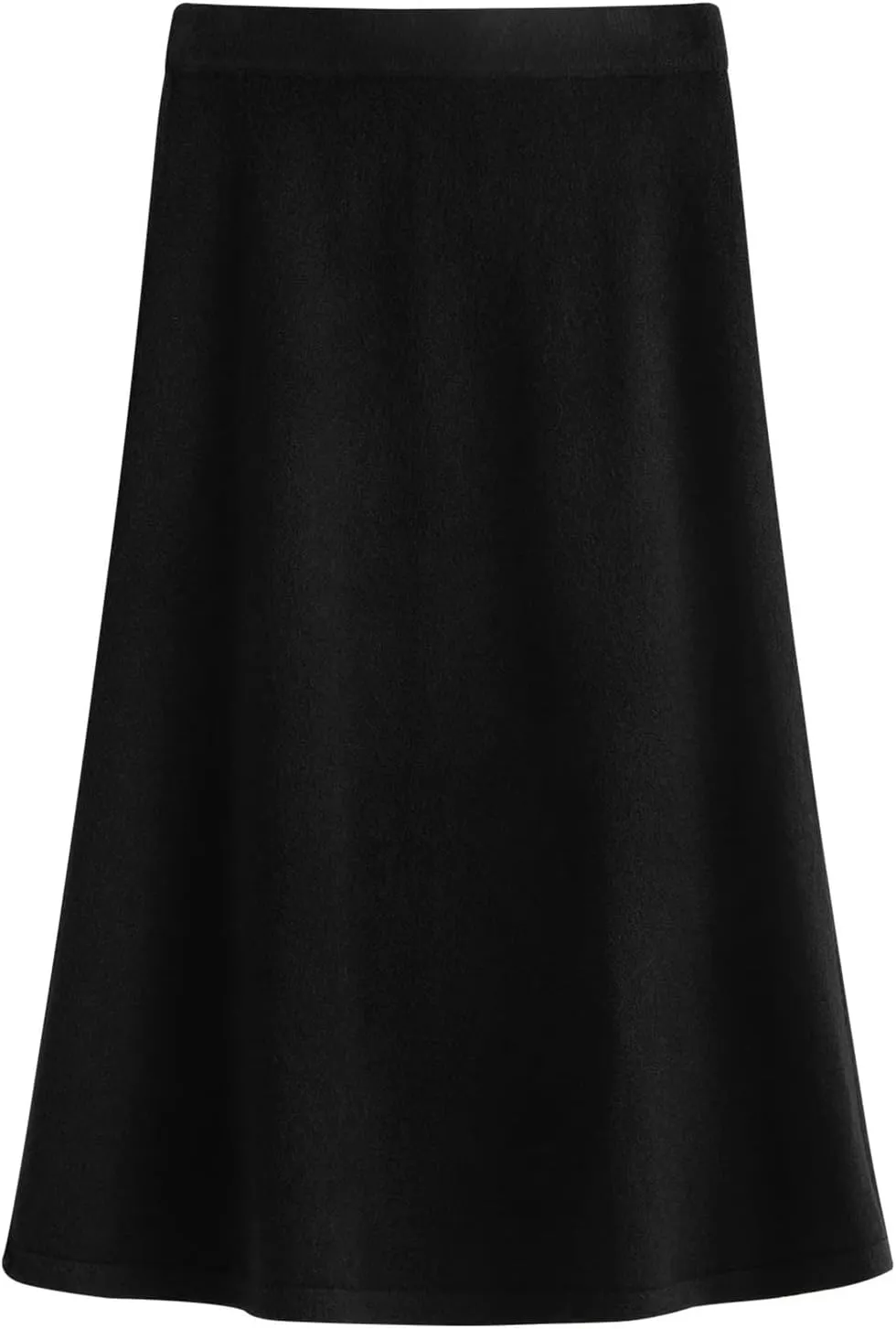 Women Black A-Line Knitted Midi Long Skirt Casual Stretchy High Waist Flared A Line Swing Long Skirt