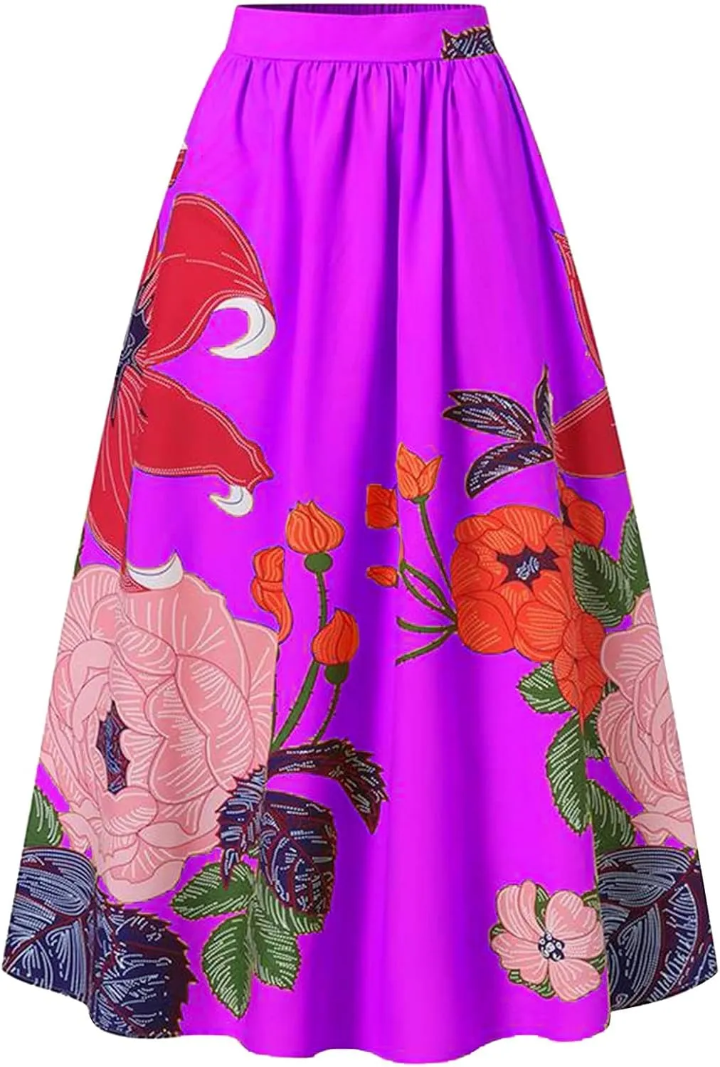 Women Casual 2025 Maxi Skirt Floral Flowy Bohemian Vintage A Line Trendy Dress Spring Beach Skirts with Pockets